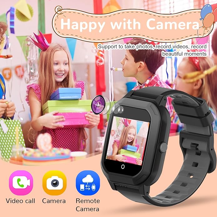 Wonlex GPS Smart Watch for Kids, 4G Smartwatch with SIM Card, 1.4" Phone Watch with Video Calls, Voice Chat, SOS, Camera, Pedometer, Alarm, Games for Boys Girls Aged 3-12 Years Old