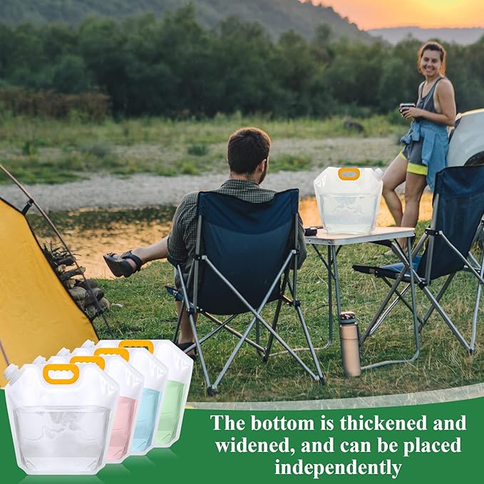 Tessco for you 36 Pcs 1.3 Gallon Collapsible Water Storage Bag Water Container Emergency Jug Plastic Storage Pouch Freezable Carrier Tank Foldable Bottle for Outdoor Sport Camping Hiking (Clear)