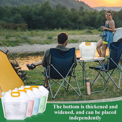 Tessco for you 36 Pcs 1.3 Gallon Collapsible Water Storage Bag Water Container Emergency Jug Plastic Storage Pouch Freezable Carrier Tank Foldable Bottle for Outdoor Sport Camping Hiking (Clear)