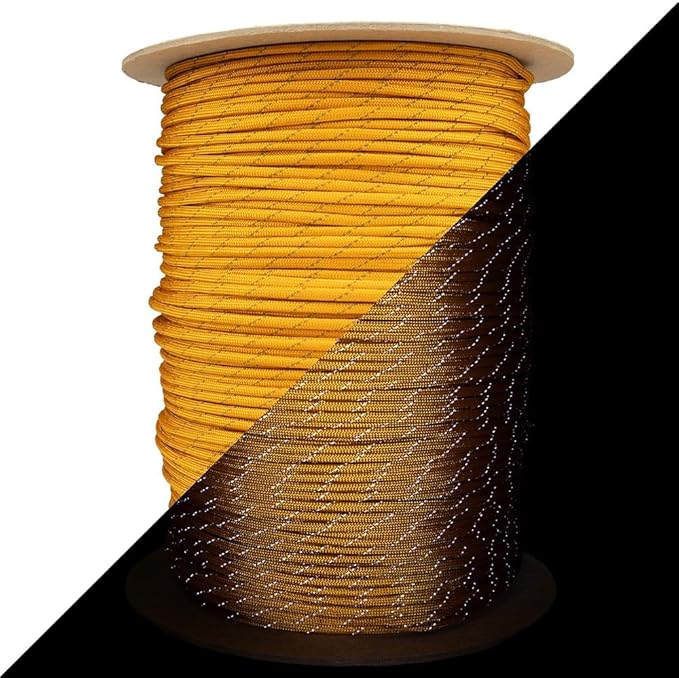 Reflective 550lb Paracord – 7 Strand Type III Nylon Parachute Cord for Hiking, Camping, and Fishing – 30+ Colors and 6 Length Options