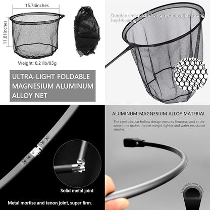 9ft/11.15ft Extra Long Fishing Net with Telescoping Handle, Carbon Fiber Extendable Landing Net, Dip Net for Fishing, Crab nets for Crabbing, Rubber Coated Netting, Holds up to 20lbs