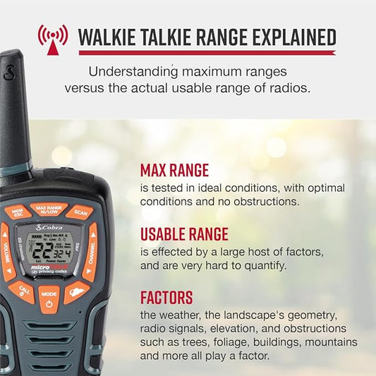 Cobra ACXT545 Weather-Resistant Walkie Talkies - Rechargeable, 22 Channels, Long Range 28-Mile Two-Way Radio Set (2-Pack)