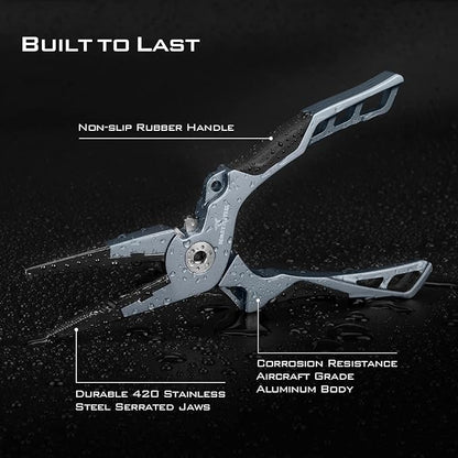KastKing Gila 7.5-inch Fishing Pliers with Scissor Line Cutters, Aircraft Grade Aluminum Fishing Gear, Saltwater Resistant Fishing Tools, Non-Slip Rubber Handle