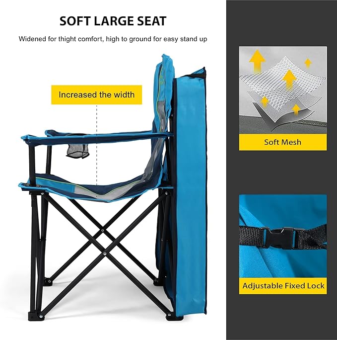FAIR WIND Oversized Adjustable Canopy Chair for Camping, Beach, Tailgate, Fishing＆Concert, Sun Shade Folding Chair - Comfortable＆Stable Supports 350 LB, Eco-Friendly