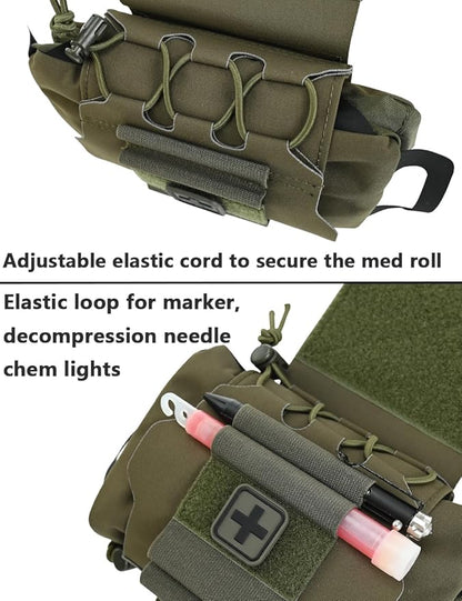 SABADO Rapid Deploy IFAK Pouch First Aid Kits Pack Tactical Two-piece System Medical Supply Holder Roll Carrier Hypalon Handle Outdoor Sport Hunting Bag Laminated Matting Fabric