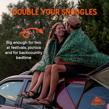 Kelty Biggie Blanket, 2 Person Large Insulated Camping Indoor Outdoor Travel Blanket and Ground Picnic Covering, Updated for 2022