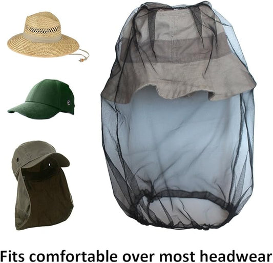 Anvin Mosquito Head Mesh Nets Gnat Face Netting for No See Ums Insects Bugs Gnats Biting Midges from Any Outdoor Activities, Works Over Most Hats Comes with Free Stock Pouches (3pcs, Black)