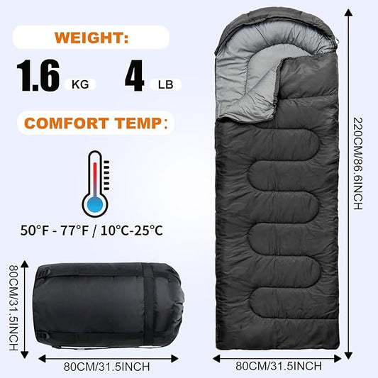 Sleeping Bags for Adults Cold Weather & Warm - Backpacking Camping Sleeping Bag for Kids 10-12, Girls, Boys - Lightweight Compact with Compact Bag for Outdoor & Indoor