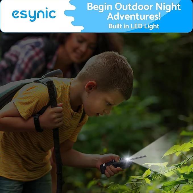 eSynic 4 Pack Professional Walkie Talkies VOX Walky Talky 5KM Long Range 2 Way Radio Rechargeable 16CH Handheld Radio with 4 Headsets for Camping/Hiking/Family/Job Site As Gifts for Kids& Adults