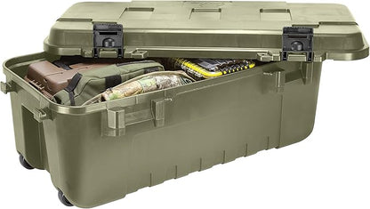 Plano Storage Trunk with Wheels, Green, 108-Quart, Lockable Storage Box, Rolling Airline Approved Sportsman Trunk, Hunting Gear and Ammunition Bin, Heavy-Duty Containers for Camping