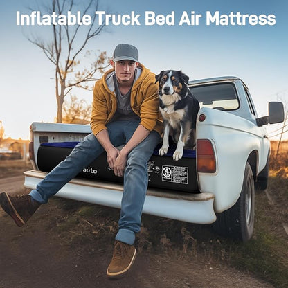 Umbrauto Truck Bed Air Mattress for 6-6.5ft Full Size Truck Beds, Inflatable Pickup Airbed Tent Sleeping Pad with Pump, Repair Patch, Pillows, Carry Bag
