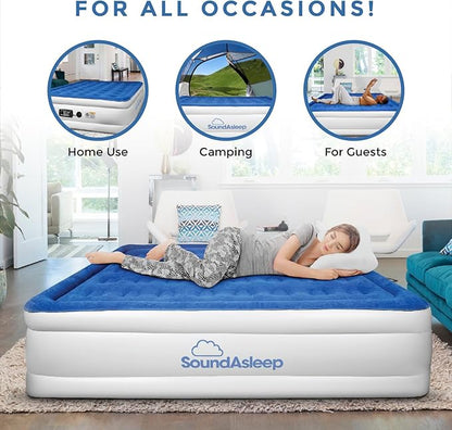 SoundAsleep Dream Series Luxury Air Mattress with ComfortCoil Technology & Built-in High Capacity Pump for Home & Camping- Double Height, Adjustable, Inflatable Blow Up, Portable - Twin Size