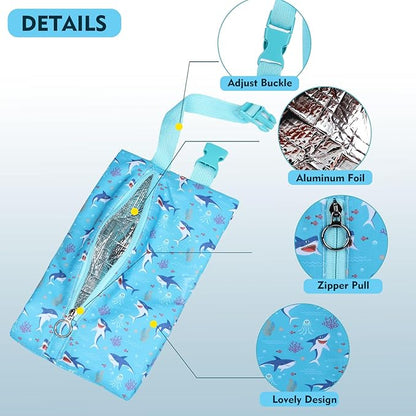 Insulated Snack Bag, Freezable Small Cooler Bag with Zipper and Adjustable Buckle, Rectangular Thermal Cooler Bag
