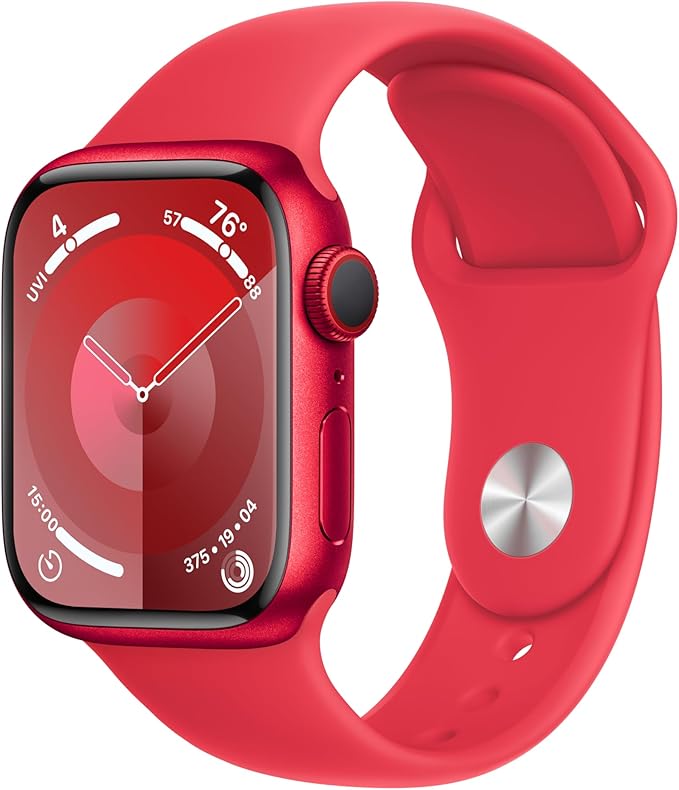 Apple Watch Series 9 [GPS + Cellular, 41mm] - (PRODUCT)RED Aluminum Case with (PRODUCT)RED Sport Band, M/L (Renewed)