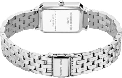 Roberto Marino RM1982 Women’s Luxury Watch Rectangular Gold – Japanese Quartz Movement, Vintage Stainless Steel Design, Silver Dial, Elegant Dress Timepiece, 3ATM Water Resistant – Reloj para Mujer