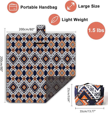 Outdoor Picnic Blankets, 79''x79'' Waterproof Sandproof Beach Blanket Waterproof Foldable Extra Large for Camping, Park, Travel, Grass