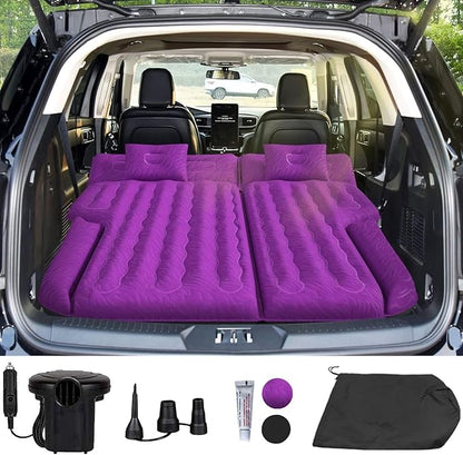 Umbrauto SUV Camping Air Mattress Bed for Mid-to-Full Size SUVs, Inflatable Car Sleeping Airbed for Fold-Down Backseat Back Trunk, with Air Pump, Pillows and Carry Bag