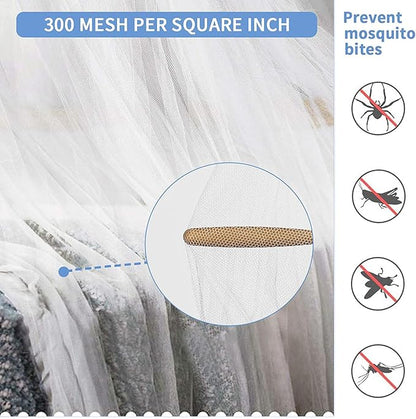 Mosquito Net for Bed, Large White Bed Canopy for Girls, Hanging Bed Net, Easy Installation Ideal for Bedroom Decorative, Travel with Storage Bag (Lace Flower)