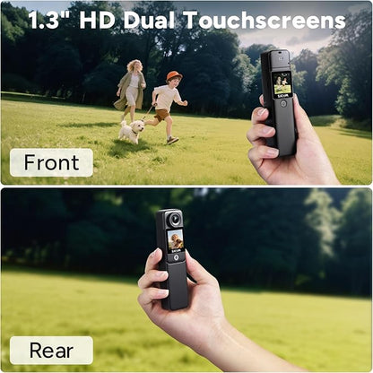 SJCAM C300 4K Pocket Action Camera with Stabilization,64GB Card vlogging Camera,7h use time,30m Waterproof Body cam, Magnetic Werable Camera for Travel,Creators,Vloggers,Kids