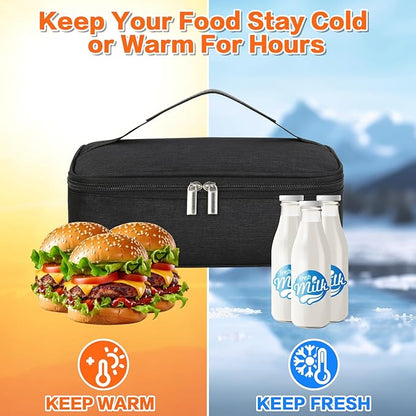 NATURAL STYLE Small Lunch Bag, Mini Portable Thermal Insulated Cooler Bag Lunch Box (Black)