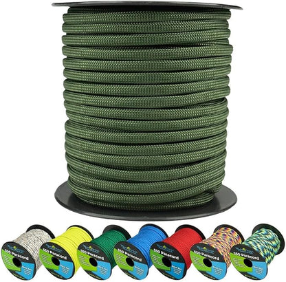 West Coast Paracord 550lb Paracord Spools – 7 Strand Type III Tactical Parachute Cord for Hiking, Camping, and Fishing – Army Green (100 ft)