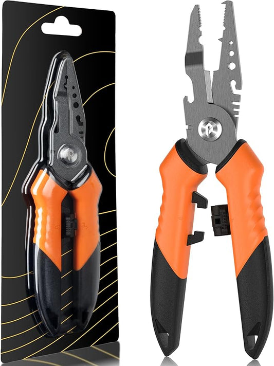 7.5"Fishing Split Ring Pliers, Multi-Function Fishing Gear with Teflon Coated,Stainless Steel Fishing Tools,Corrosion-Resistant Saltwater Freshwater Pliers