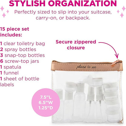 MIAMICA Women's Clear Travel Bottle Kit