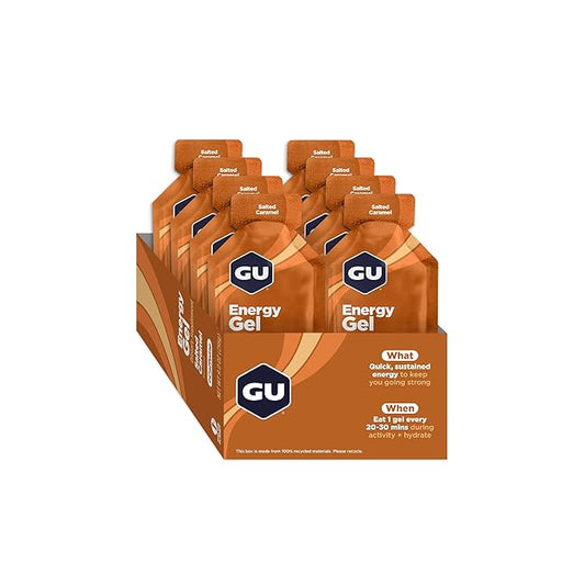 GU Energy Original Sports Nutrition Energy Gel, 8-Count, Salted Caramel