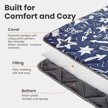 Waterproof Outdoor Blanket, 78.7x55inch, Printed Large Picnic Blankets, Foldable Picnic Mat, Camping Blanket for Picnic, Grass, Park, Lawn, Beach - Star and Guitar