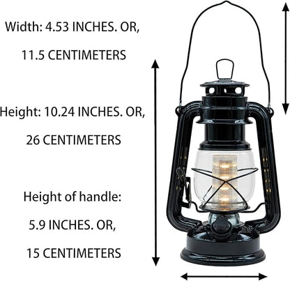 YAKii LED Vintage Metal Hanging Hurricane Lantern - 12 LED Dimmer Switch, Warm White Battery Operated Lantern for Power Outage, Indoor Camping, Outdoor Decoration (Black)