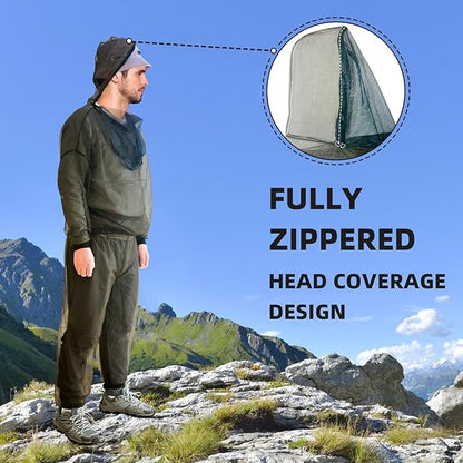 Mosquito Suit, Bug Net Pants & Jacket with Hood, Full Body Bug Suit for Gardening & Outdoor Protection from Bugs, Flies, Gnats, No-See-Ums & Midges, Mosquito Clothing for Women & Men, M Size