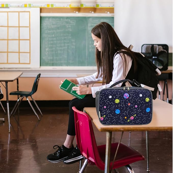 Insulated Lunch Box for School, Thermal Reusable Durable Freezable Lunch Bags for Kids Boys Girls Men Women - Small Soft Cooler Portable Lunch Tote Kit for Work Picnic Travel,Constellation