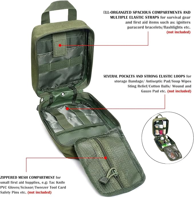 Molle First Aid Pouch Empty Medical Bag IFAK Tactical Rip-Away Pouches Small Bug Out Bags Trauma Medic Bag