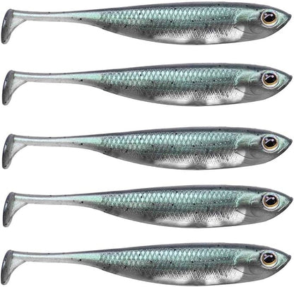 QualyQualy Soft Plastic Swimbait Paddle Tail Shad Lure Soft Bass Shad Bait Minnow Paddle Tail Swim Bait for Bass Trout Walleye Crappie - 2.75in, 3.14in, 3.94in, 5in