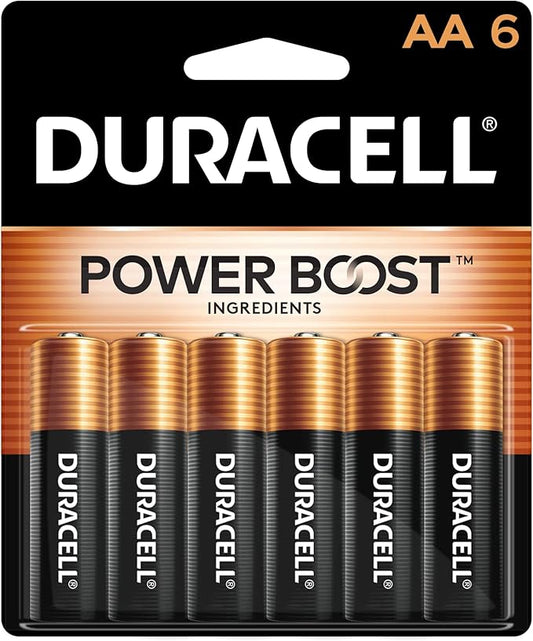Duracell Coppertop AA Batteries with Power Boost Ingredients, 6 Count Pack Double A Battery with Long-lasting Power, Alkaline AA Battery for Household and Office Devices