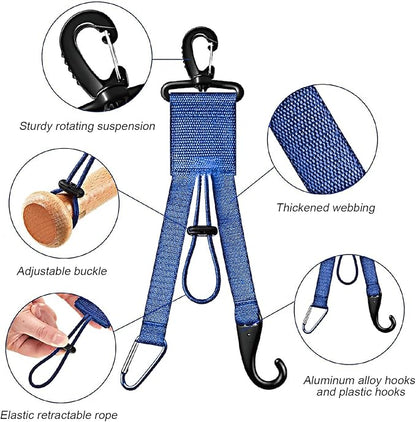 Baseball Softball Gear Hanger Dugout Organizer -Multipurpose Hanging Buckle Metal Hangers for Hold Outdoor Sports Equipment, Camping, Gloves, Helmets, Bats, Water Bottle Holder (Blue)