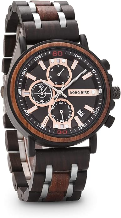 BOBO BIRD S18-1 Personalized Engraved Wood Watch Customized Wooden Watches for Husband Boyfriend Birthday Anniversary
