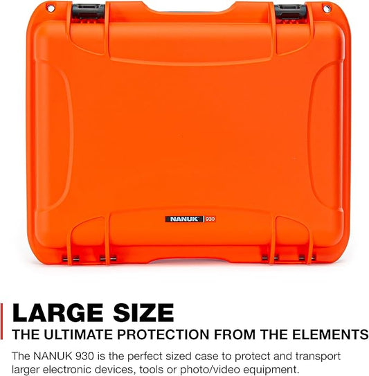 Nanuk 930 Waterproof Hard Case with Lid Organizer and Padded Divider - Orange (930-6003)