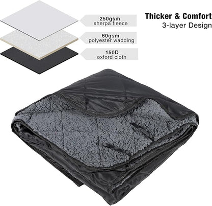 REDCAMP Large Camping Blanket with Sherpa Lining, Cold Weather Warm Outdoor Blanket Windproof for Camping Stadium, Machine Washable 59"x 71" Black