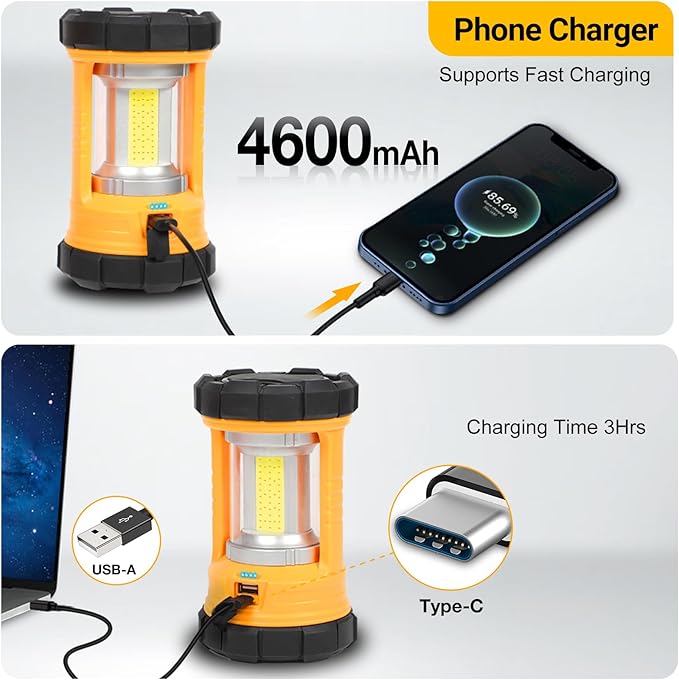 CT CAPETRONIX Camping Lantern, 3200LM Bright Camping Light, 4600mAh Rechargeable LED Lantern for Power Outages, 5 Light Modes Lantern Camping Lamp for Fishing/Hurricane/Emergency, Camping Must Haves
