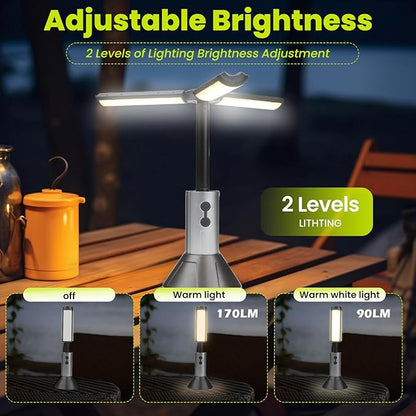Telescopic Camping Light, 3000mAh Rechargeable Camping Lantern - 2 Dimmable Modes & 3 Flashlight Modes, IPX4 Waterproof, Portable Collapsible Light for Camping, Hiking, Home Emergency