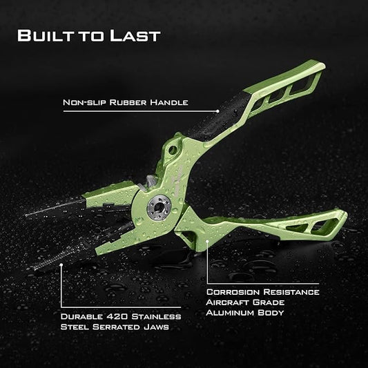 KastKing Gila 7.5-inch Fishing Pliers with Scissor Line Cutters, Aircraft Grade Aluminum Fishing Gear, Saltwater Resistant Fishing Tools, Non-Slip Rubber Handle