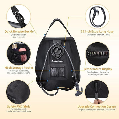 KingCamp Outdoor Shower Tents for Camping, Portable Instant Pop Up Privacy 2 Room Tent, with 5 Gallon/20L Portable Outdoor Shower Bag Sunlight Shower Bag