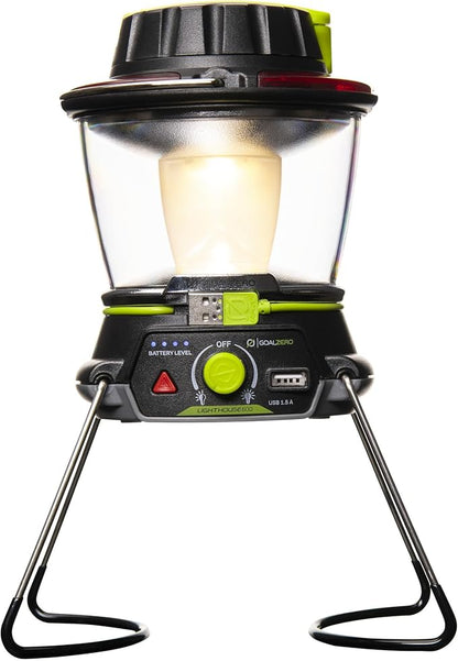 Lighthouse 600 Multi Functional Adjustable Light Perfect for Camping, Outdoor Events, or Emergency use Lumens USB Charging of Phones and Small Devices Long-Lasting Lithium Battery.