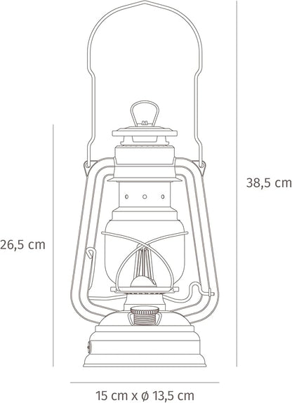Outdoor Kerosene Fuel Lantern, German Made Weather Resistant Baby Special 276 Galvanized Hurricane Lamp for Camping or Patio, 10 Inches, Matte Black