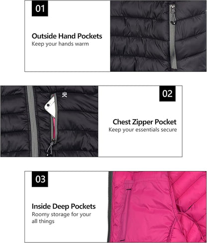 Little Donkey Andy Women's Packable Lightweight Puffer Jacket Hooded Windproof Winter Coat with Recycled Insulation