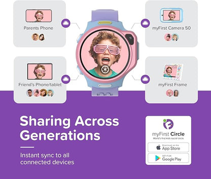 myFirst Fone R2 Kids Smartwatch with eSIM Video Calls Messaging Real-Time GPS Tracking SOS Button Safety Alerts School Mode Music Player Ages 5-12, for USA & Canada Gift for Girls (Cotton Candy Mix)