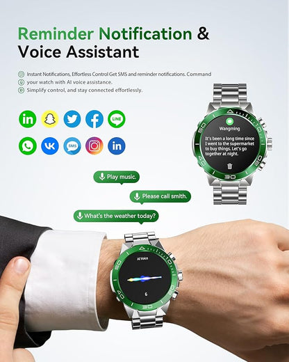 SOUYIE Military Rugged Smart Watch for Men, AMOLED 1.43" HD Screen, Bluetooth Call Answer/Make, Blood Oxygen/Heart Rate/Sleep Tracker, 7-30 Day Battery, Waterproof Fitness Tracker for iOS Android