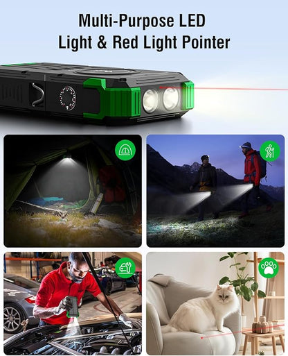 Solar Charger Power Bank, 42800mAh Wireless Portable Charger with USB-C in/Output, QC3.0 Fast Charging 15W 4 Ports Outdoor Battery Pack Built-in Dual Led Flashlights for iPhone Samsung etc