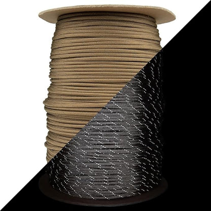 Reflective 550lb Paracord – 7 Strand Type III Nylon Parachute Cord for Hiking, Camping, and Fishing – 30+ Colors and 6 Length Options